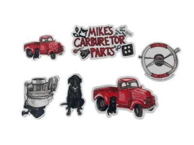 Mike's Carburetor Parts Red Truck Sticker Pack
